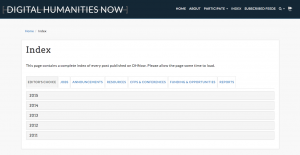 Post Index Page on Digital Humanities Now