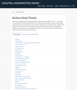 Subscribed Feeds Page on Digital Humanities Now
