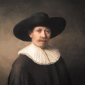 A new "Rembrandt" portrait painting of a man created using a 3D printer.