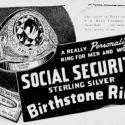 An advertisement for a social security ring.