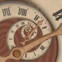 Image of a clock swirling into the background