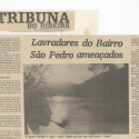 A 1982 newspaper clipping documenting territorial dispossession of peasant communities in the Ribeira Valley.