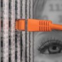 Image of a server cabinet and an eye