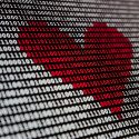 Image of a heart in 0s and 1s